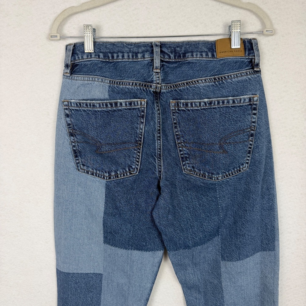 American Eagle 90s Bootcut Jeans Womens 4 Patchwork Multi Blue Denim Grunge - Picture 5 of 11